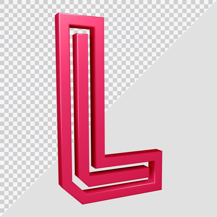 PSD representación 3d de la letra del alfabeto l