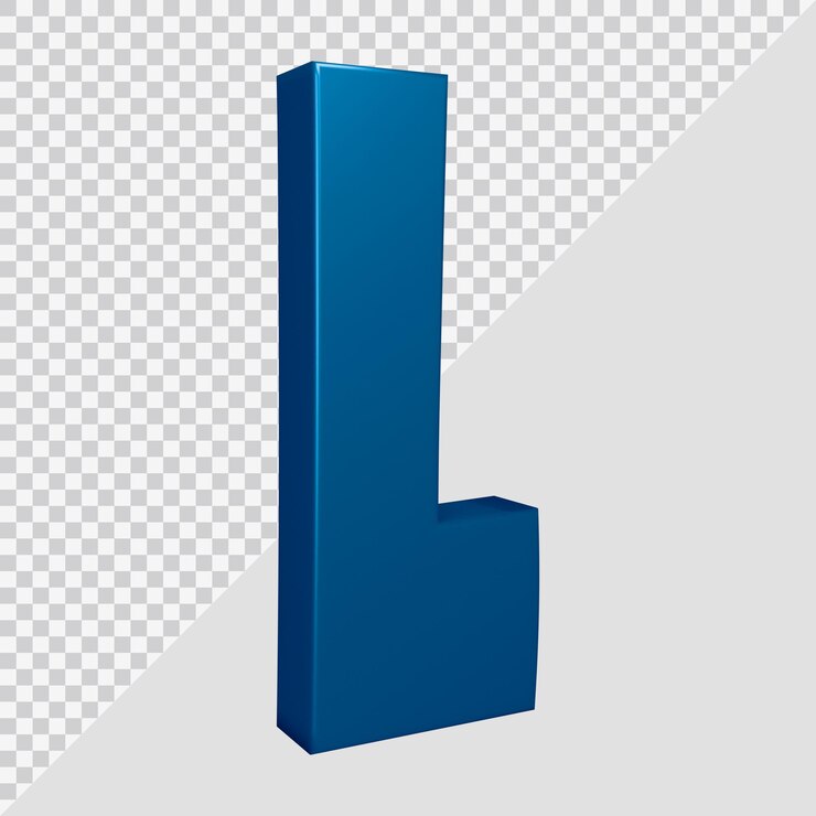 PSD representación 3d de la letra del alfabeto l