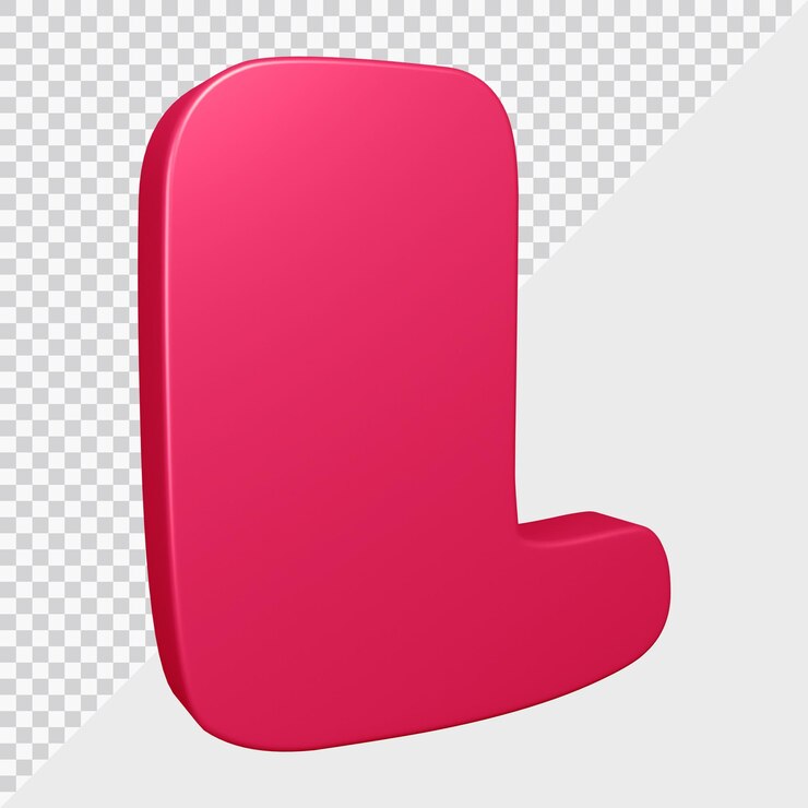 PSD representación 3d de la letra del alfabeto l