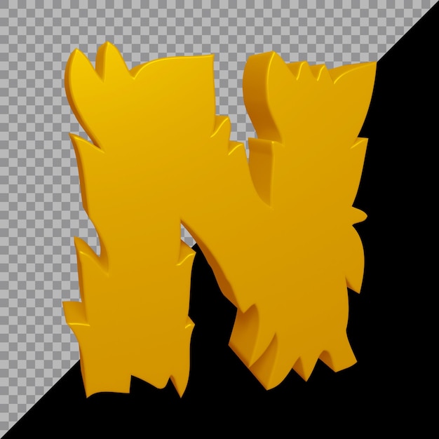 Representación 3D de la letra del alfabeto n