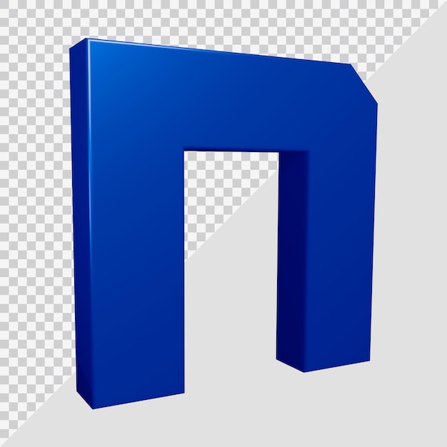 Representación 3D de la letra del alfabeto n