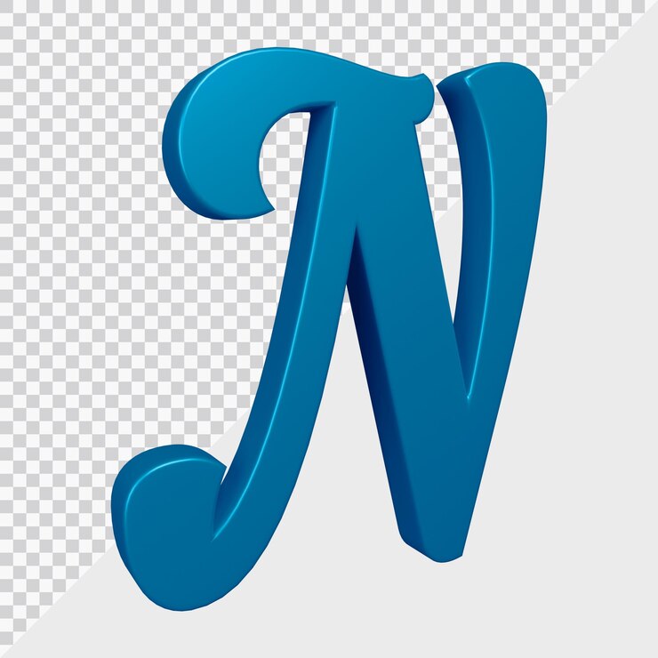 PSD representación 3d de la letra del alfabeto n