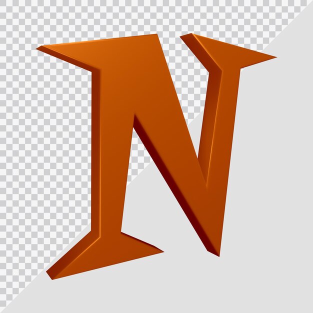 Representación 3D de la letra del alfabeto n