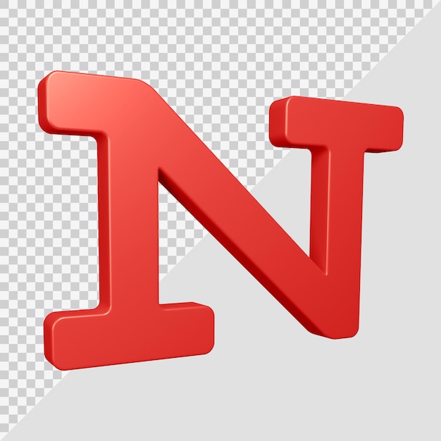 Representación 3D de la letra del alfabeto n