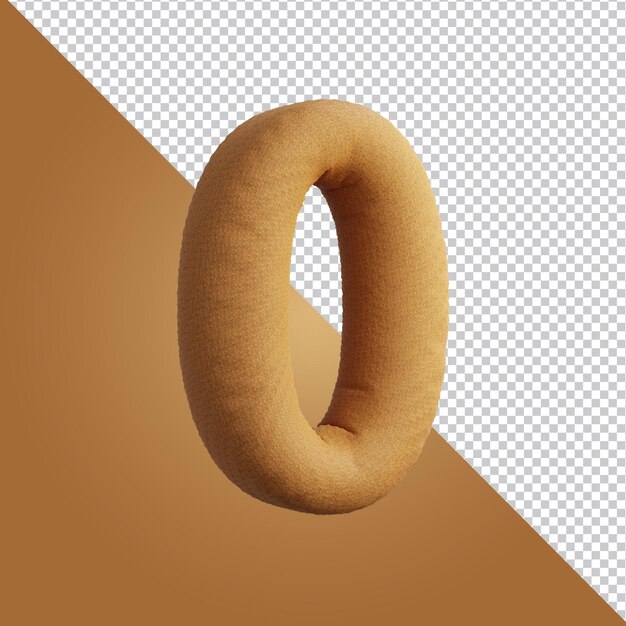Representación 3d de la letra del alfabeto O aislada