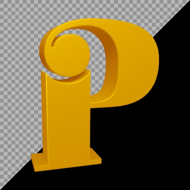 Representación 3d de la letra del alfabeto p