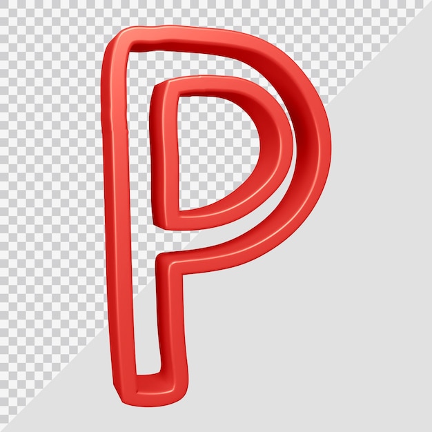 Representación 3D de la letra del alfabeto p