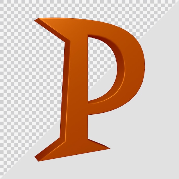 Representación 3D de la letra del alfabeto p