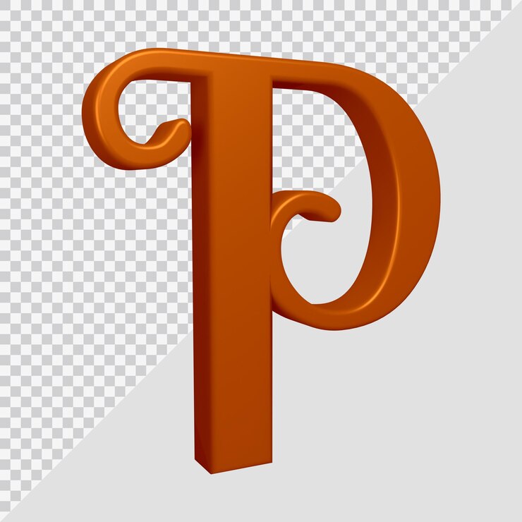 PSD representación 3d de la letra del alfabeto p