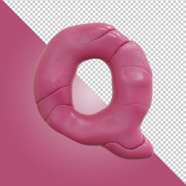 PSD representación 3d de la letra del alfabeto q aislada