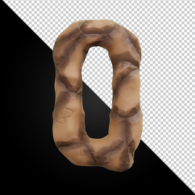 Representación 3d de la letra del alfabeto Q aislada