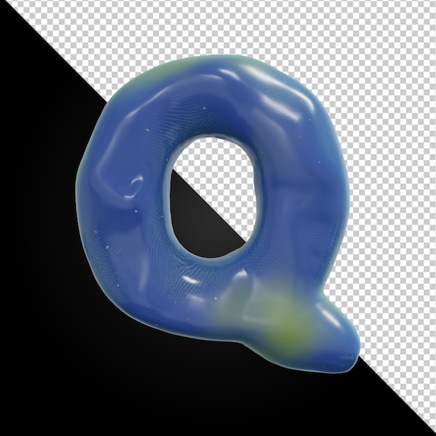 Representación 3d de la letra del alfabeto Q aislada
