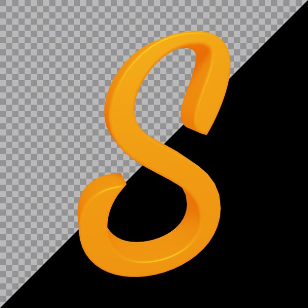 Representación 3D de la letra del alfabeto s