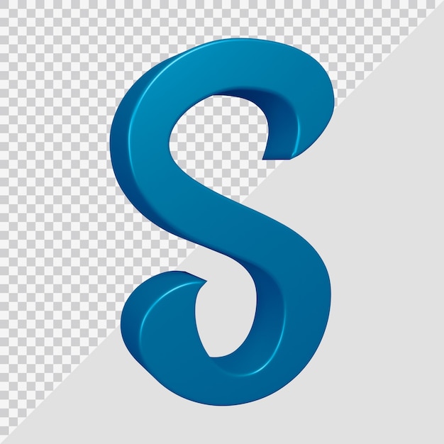 Representación 3D de la letra del alfabeto s