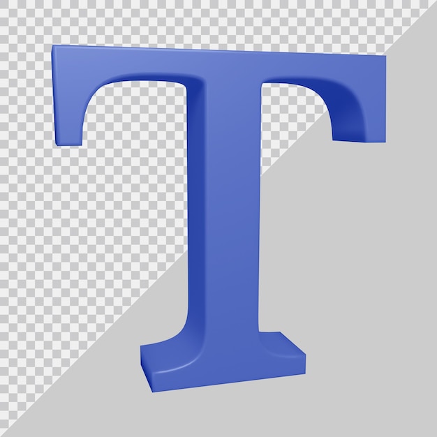 Representación 3D de la letra del alfabeto t