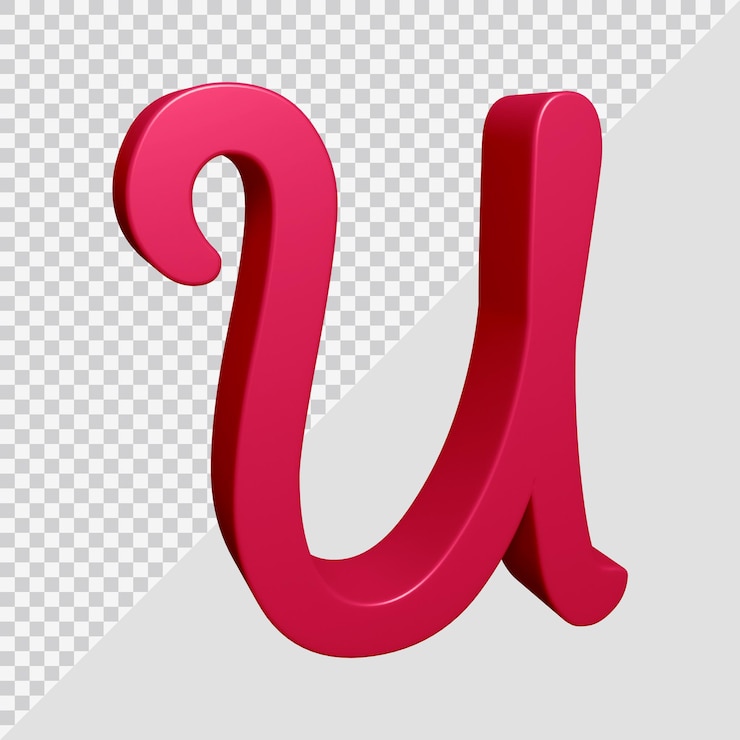 PSD representación 3d de la letra del alfabeto u