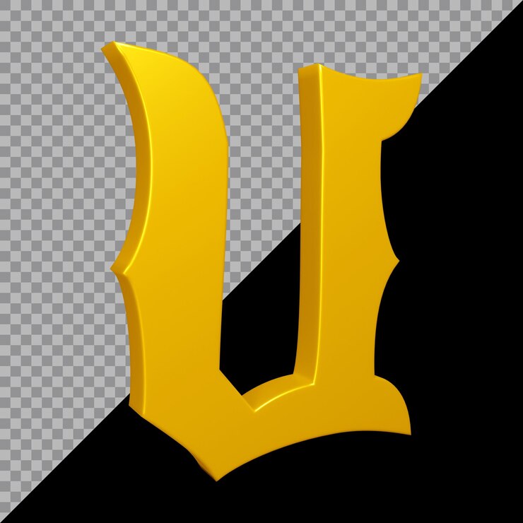 PSD representación 3d de la letra del alfabeto u