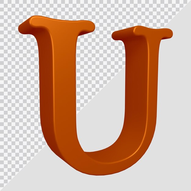 Representación 3D de la letra del alfabeto u
