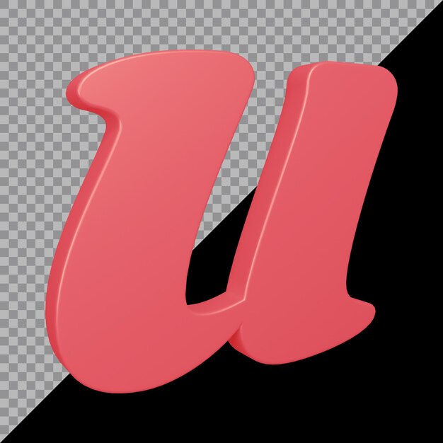 Representación 3D de la letra del alfabeto u