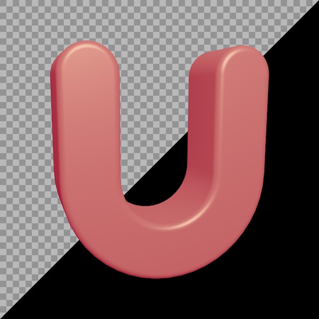 Representación 3D de la letra del alfabeto u