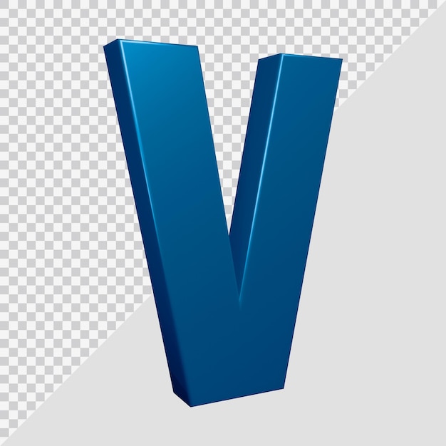 Representación 3D de la letra del alfabeto v