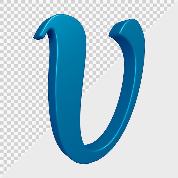 Representación 3D de la letra del alfabeto v