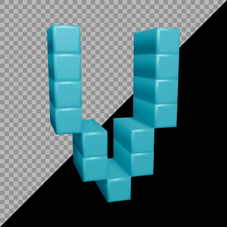 PSD representación 3d de la letra del alfabeto v