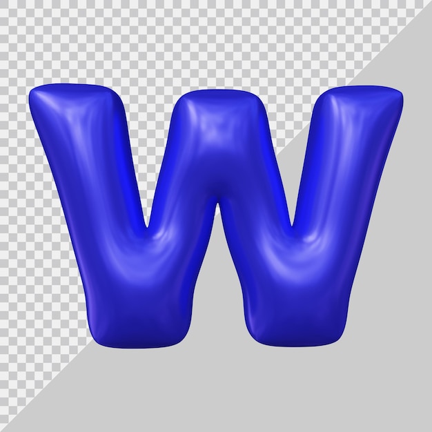 Representación 3d de la letra del alfabeto w con estilo moderno