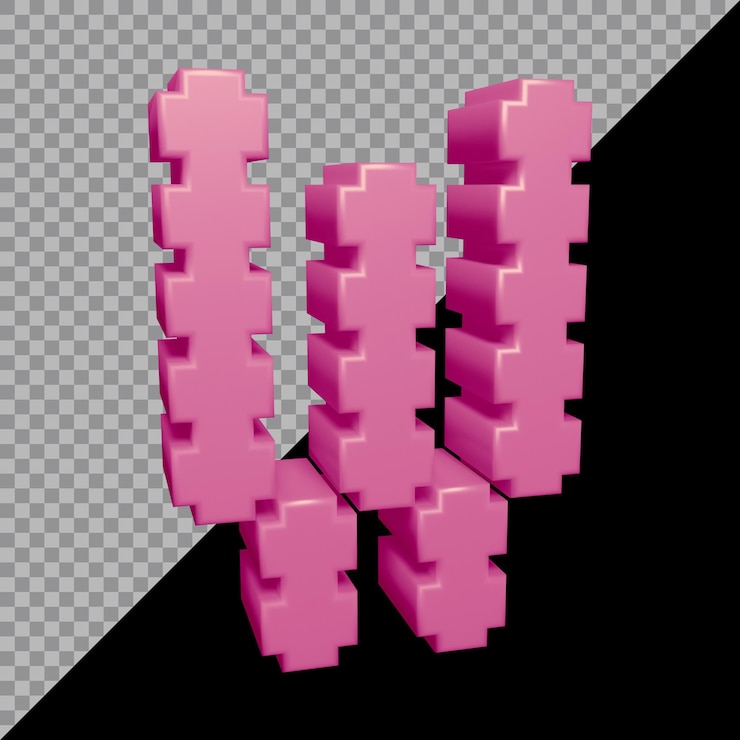 PSD representación 3d de la letra del alfabeto w