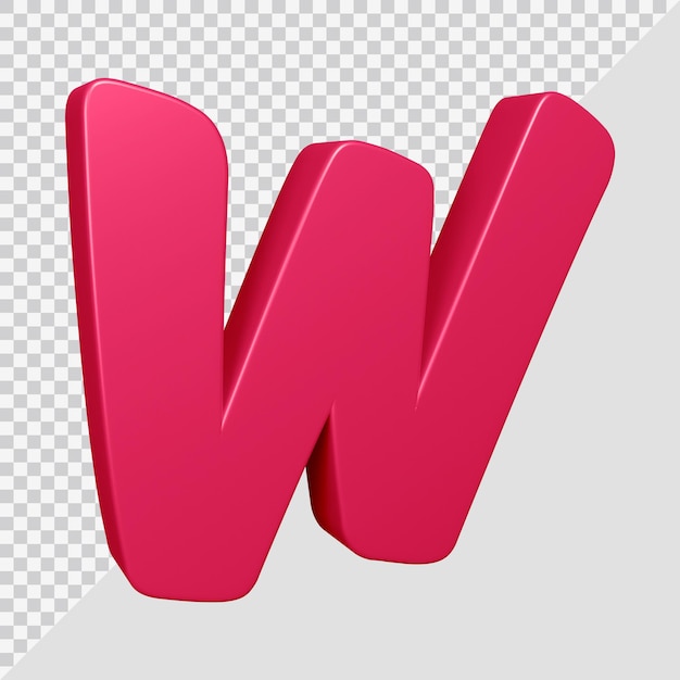 Representación 3D de la letra del alfabeto w
