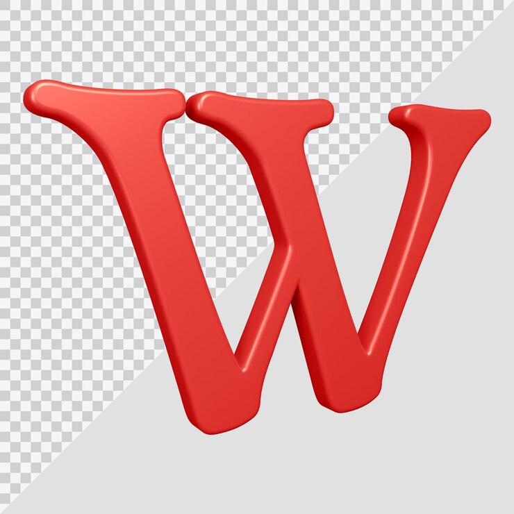 PSD representación 3d de la letra del alfabeto w
