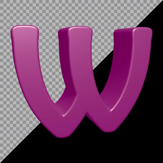 Representación 3D de la letra del alfabeto w