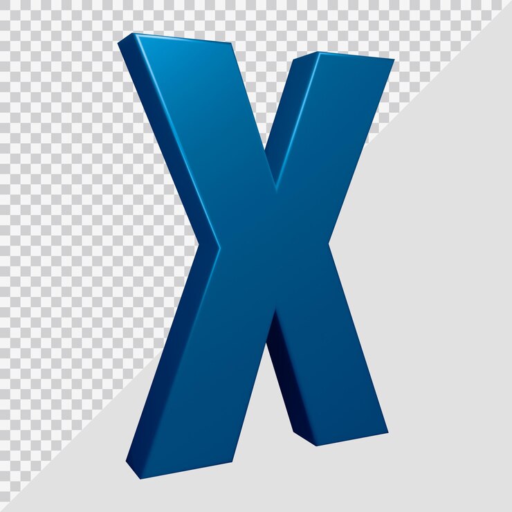 PSD representación 3d de la letra del alfabeto x