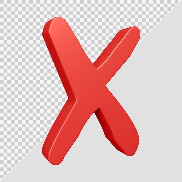Representación 3D de la letra del alfabeto x
