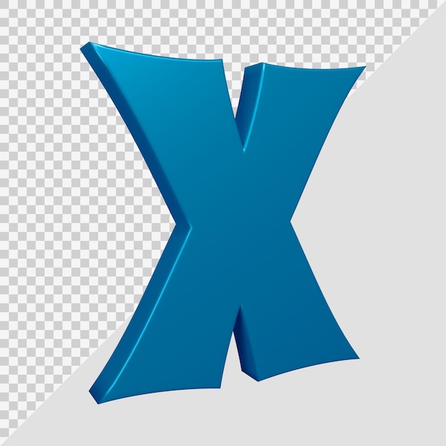 Representación 3d de la letra del alfabeto x