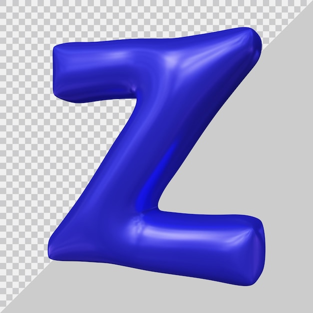 Representación 3d de la letra del alfabeto z con estilo moderno
