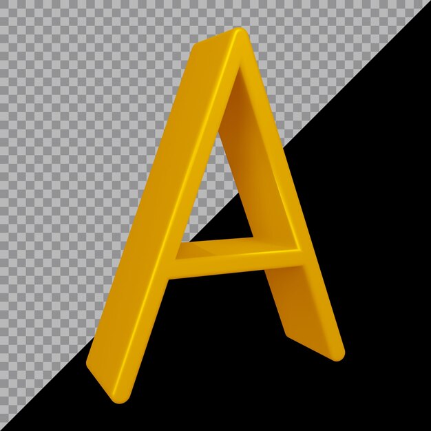 Representación 3D de la letra del alfabeto a
