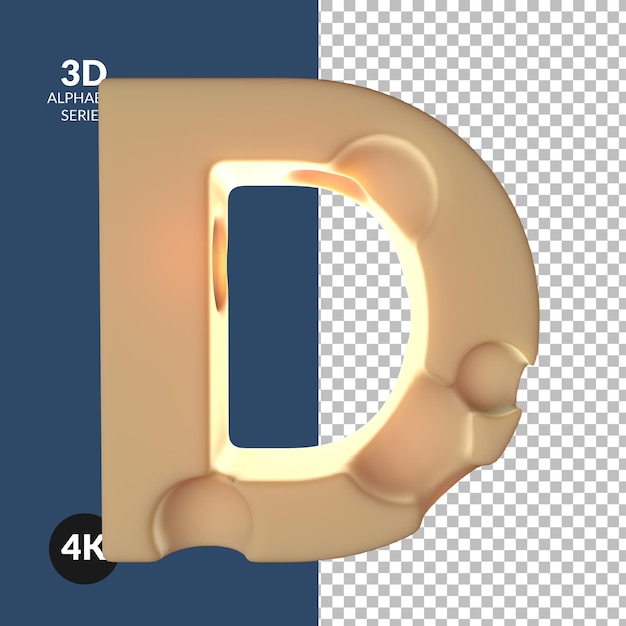 PSD representación 3d de la letra del alfabeto