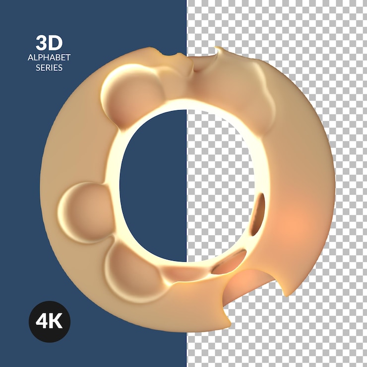 PSD representación 3d de la letra del alfabeto