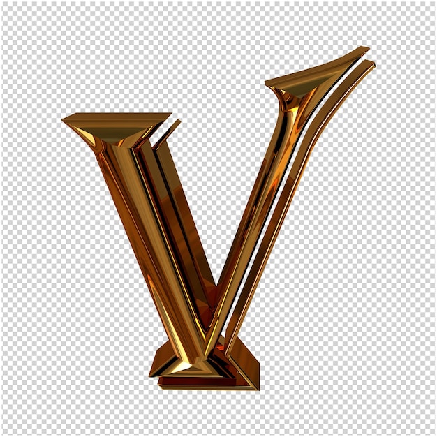 Representación 3d de la letra dorada
