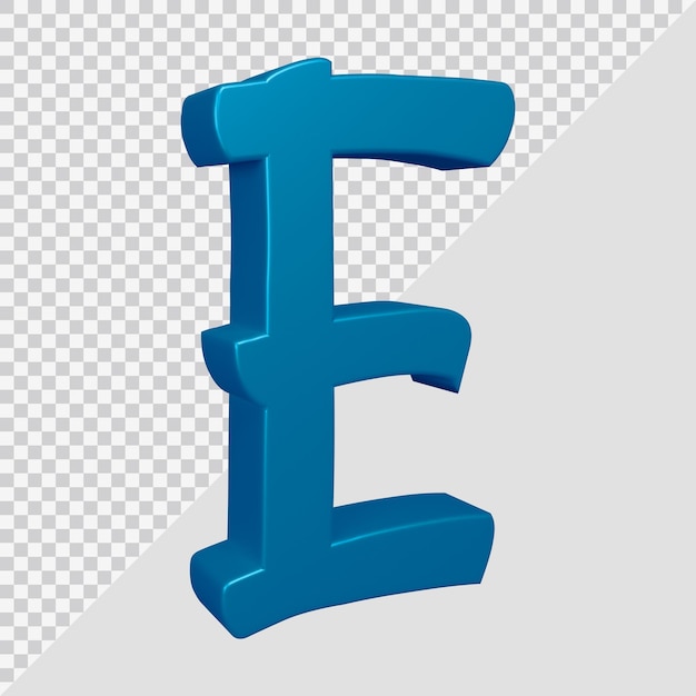 Representación 3D de la letra e del alfabeto