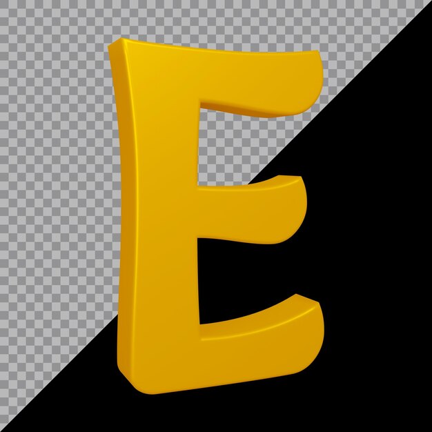 Representación 3D de la letra e del alfabeto