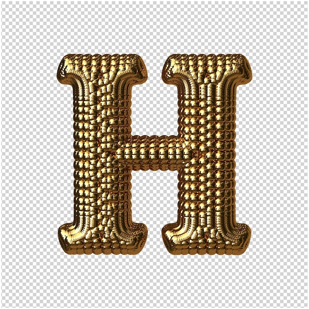 Representación 3d de la letra de esferas de oro