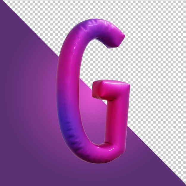 Representación 3d de la letra g del alfabeto aislada