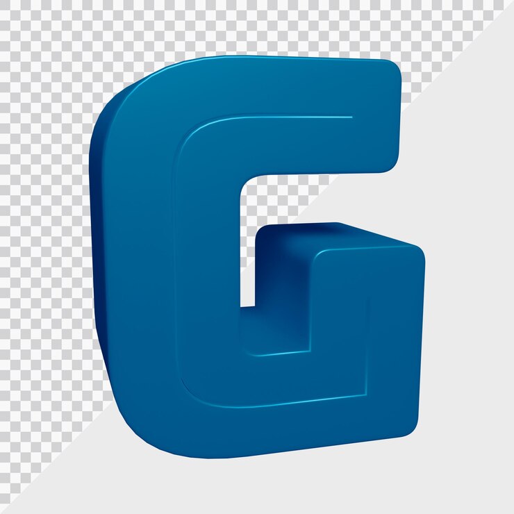PSD representación 3d de la letra g del alfabeto
