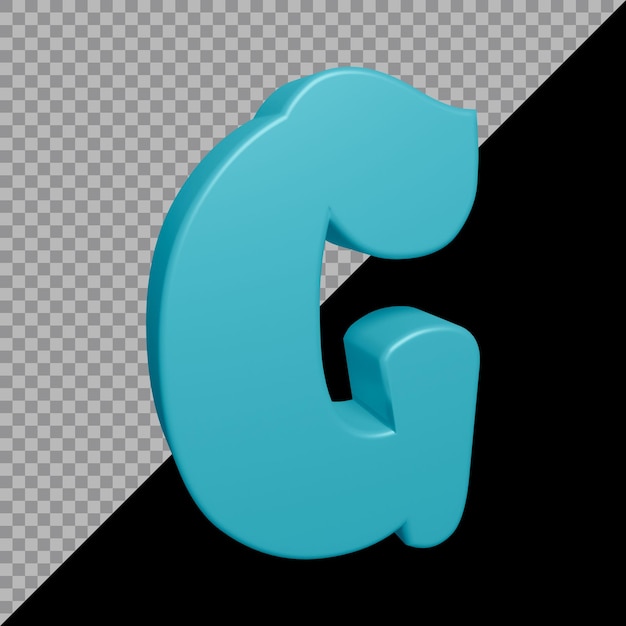 Representación 3D de la letra g del alfabeto