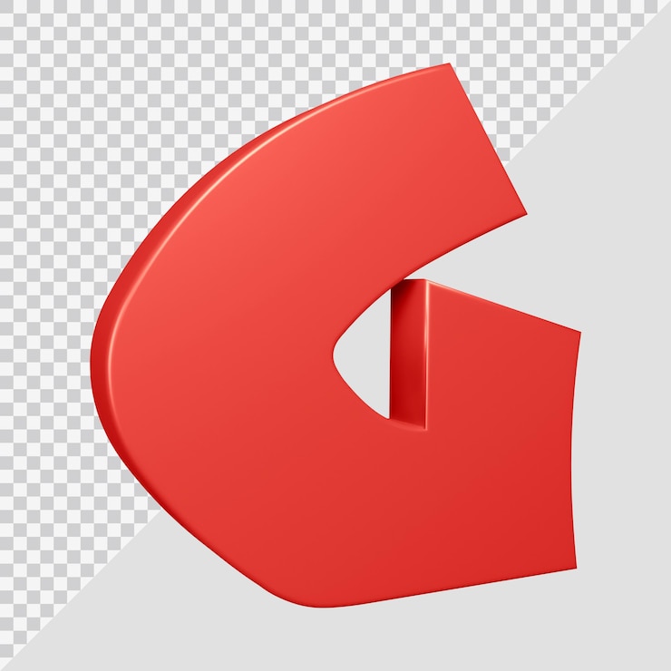 PSD representación 3d de la letra g del alfabeto