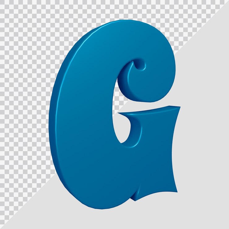 PSD representación 3d de la letra g del alfabeto