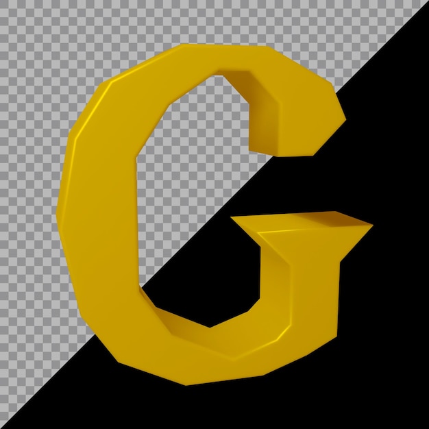 Representación 3D de la letra g del alfabeto