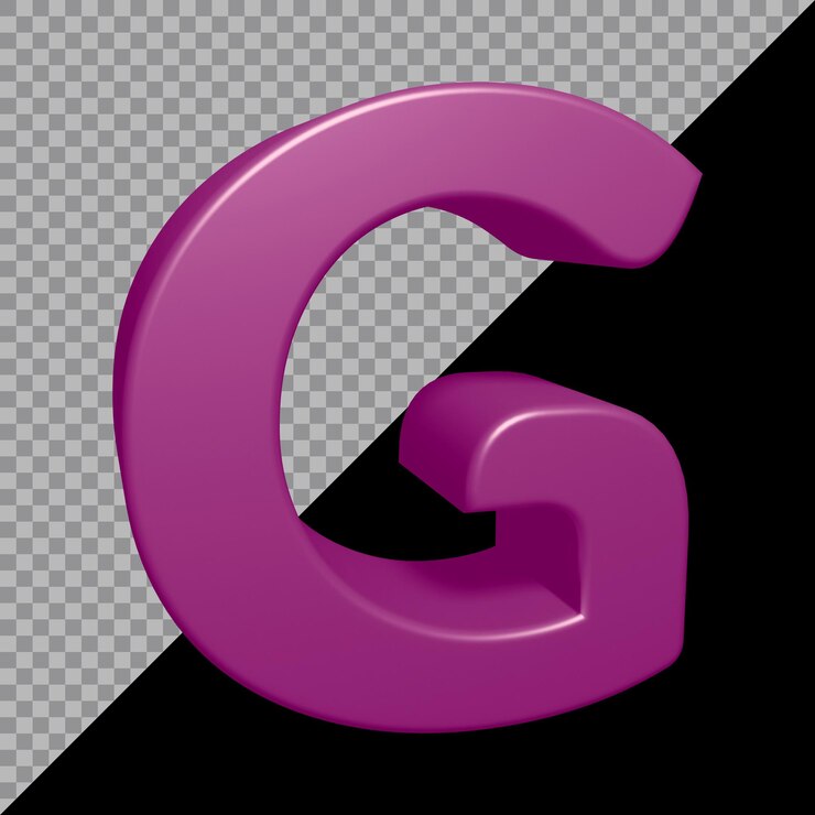 PSD representación 3d de la letra g del alfabeto
